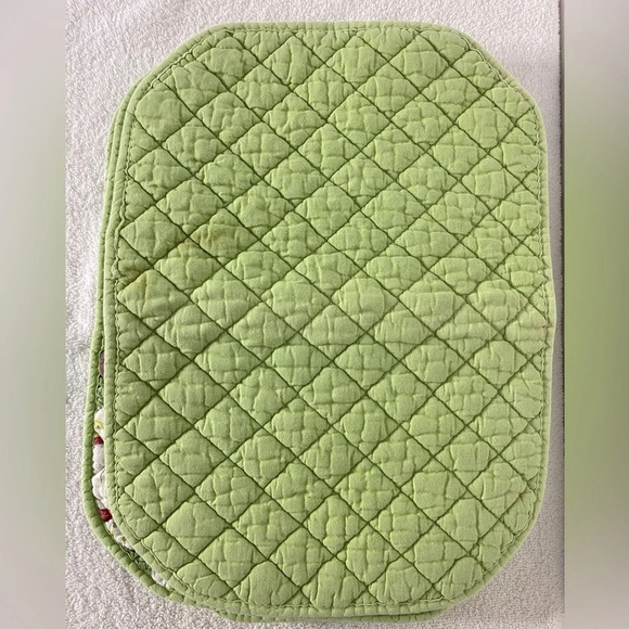 Vintage Quilted Apple Print Green Cream Red Placemats x5 - Picture 3 of 15